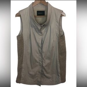 Lafayette 148 Sz M Rich Fleece Alpaca Long Modernist Vest Jacket Zip Pockets